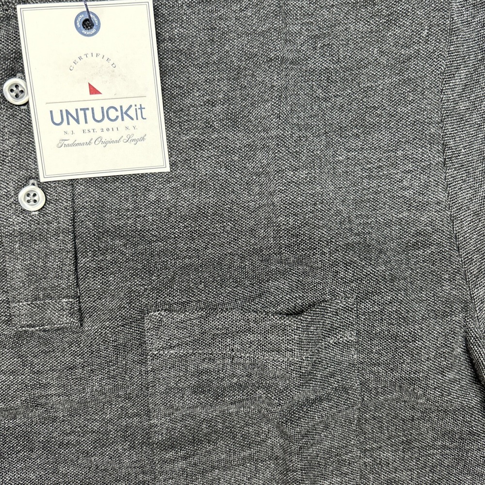 UNTUCKit Madiran Polo Shirt Mens S Gray Charcoal Short Sleeve Front Pocket New - Picture 4 of 9